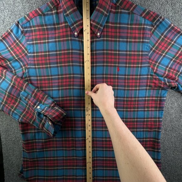Ralph Lauren Performance Flannel Button Up Shirt Men Long Sleeve Red Plaid 2XL - Picture 3 of 12